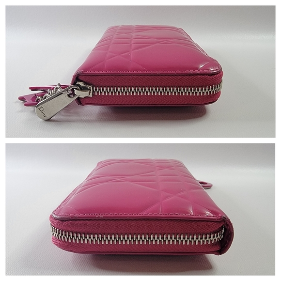 CHRISTIAN DIOR Cannage Patent Leather Zippy Long Wallet - Picture 12 of 13
